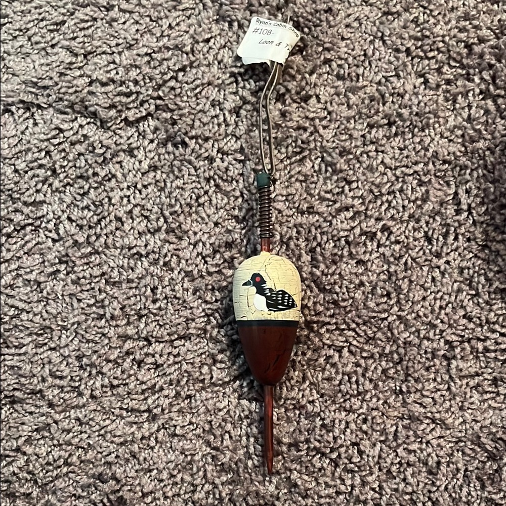 Decorative Fishing Bobber Loon And Tree Design Ornament